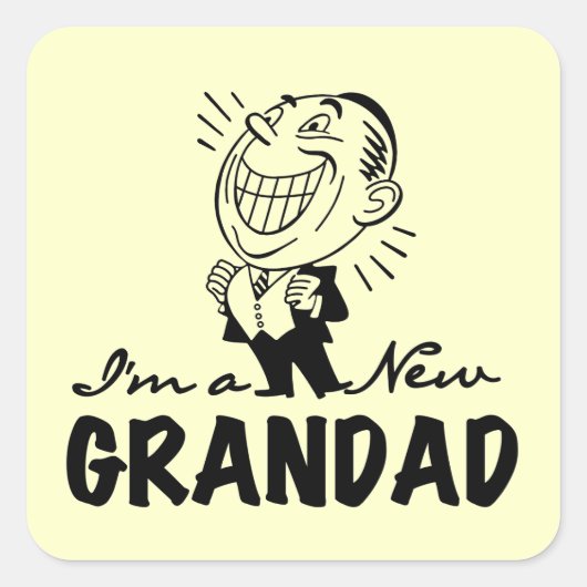 Glimlachende nieuwe Grandad T-shirts en geschenken Vierkante Sticker (Voorkant)