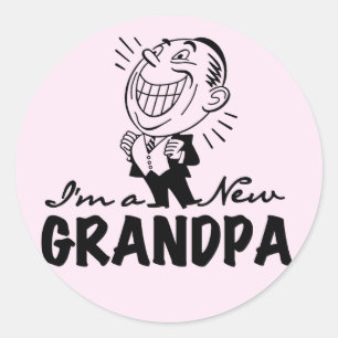 Glimlachende nieuwe opa T-shirts en geschenken Ronde Sticker
