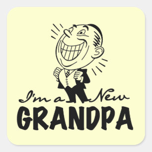 Glimlachende nieuwe opa T-shirts en geschenken Vierkante Sticker