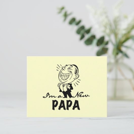 Glimlachende nieuwe Papa T-shirts en geschenken Briefkaart (Staand voorkant)