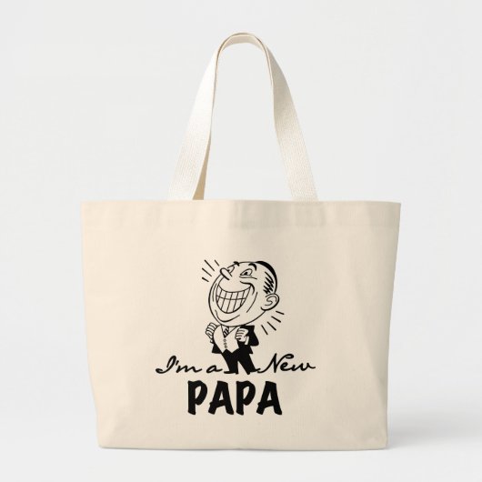 Glimlachende nieuwe Papa T-shirts en geschenken Grote Tote Bag (Voorkant)
