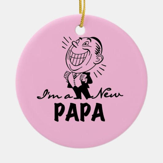 Glimlachende nieuwe Papa T-shirts en geschenken Keramisch Ornament (Voorkant)