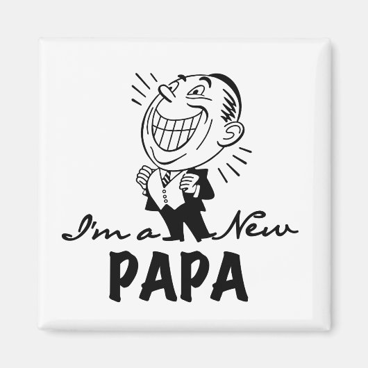 Glimlachende nieuwe Papa T-shirts en geschenken Magneet (Voorkant)