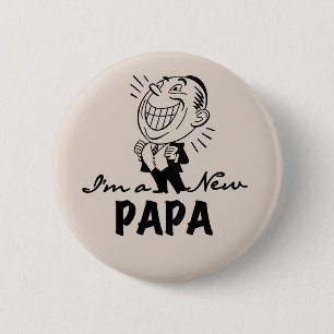 Glimlachende nieuwe Papa T-shirts en geschenken Ronde Button 5,7 Cm