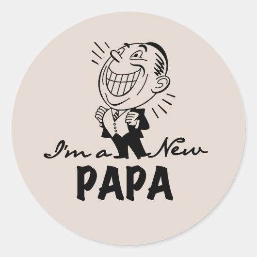 Glimlachende nieuwe Papa T-shirts en geschenken Ronde Sticker (Voorkant)