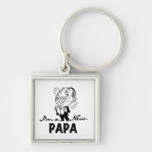 Glimlachende nieuwe Papa T-shirts en geschenken Sleutelhanger (Voorkant)
