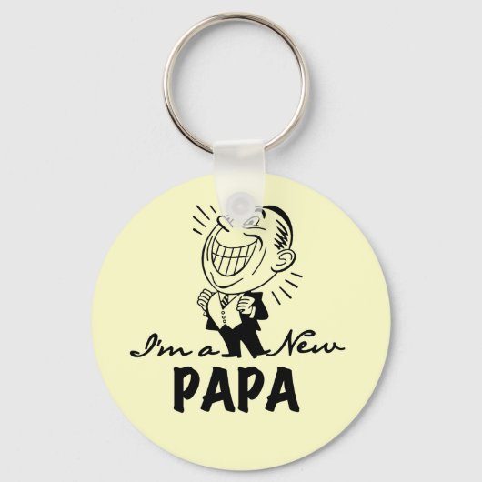 Glimlachende nieuwe Papa T-shirts en geschenken Sleutelhanger (Voorkant)