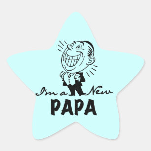 Glimlachende nieuwe Papa T-shirts en geschenken Ster Sticker