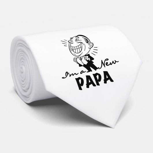 Glimlachende nieuwe Papa T-shirts en geschenken Stropdas (Opgerold)