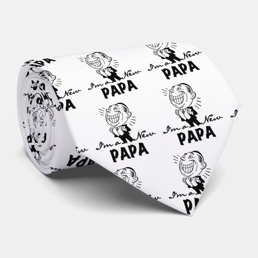 Glimlachende nieuwe Papa T-shirts en geschenken Stropdas (Opgerold)
