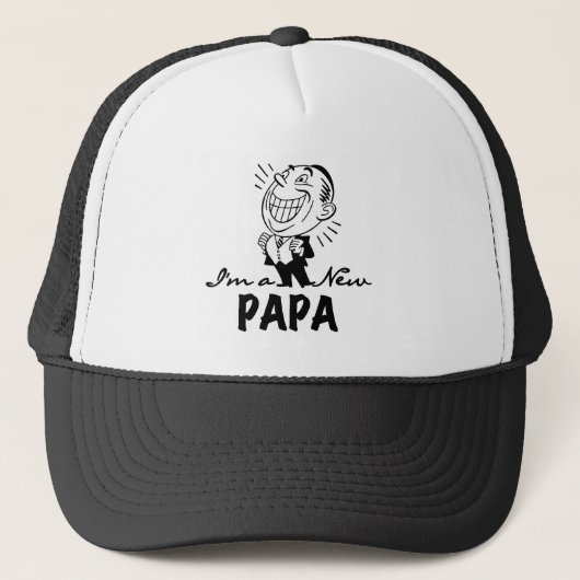 Glimlachende nieuwe Papa T-shirts en geschenken Trucker Pet (Voorkant)