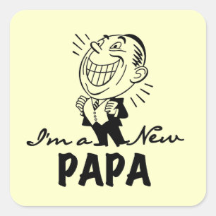 Glimlachende nieuwe Papa T-shirts en geschenken Vierkante Sticker