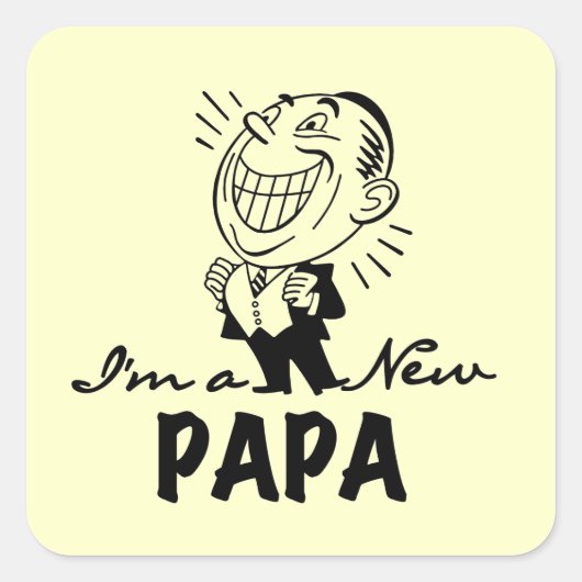 Glimlachende nieuwe Papa T-shirts en geschenken Vierkante Sticker (Voorkant)