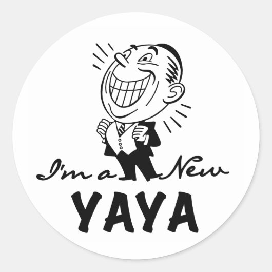 Glimlachende Nieuwe T-shirts Yaya en Giften Ronde Sticker (Voorkant)