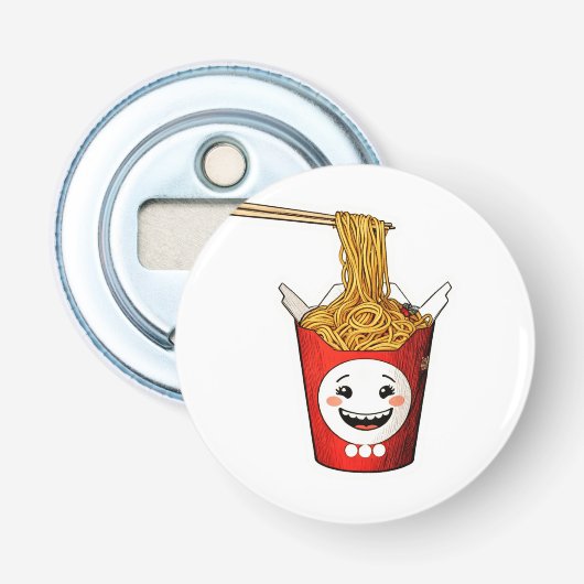Glimlachende noedels button flesopener (Voorkant)