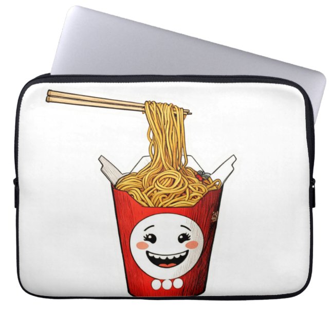 Glimlachende noedels laptop sleeve (Voorkant)