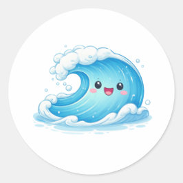Glimlachende Oceaan Golf Ronde Sticker