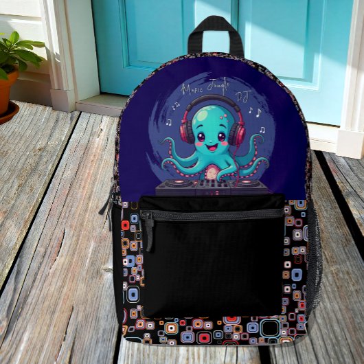 Glimlachende Octopus DJ, Happy Music Oerwoud Bedrukte Rugzak