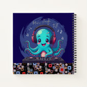 Glimlachende Octopus DJ, Happy Music Oerwoud Notitieboek (Achterkant)
