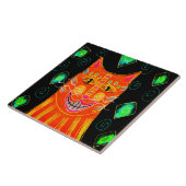 Glimlachende Oranje Kat Digitale Schildering Tegeltje (Zijkant)