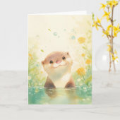 Glimlachende otter in een weide van zonneschijn kaart (Gele Bloem)