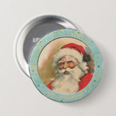 Glimlachende ouderwetse kerstman ronde button 7,6 cm (Voorkant /achterkant)