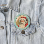 Glimlachende ouderwetse kerstman ronde button 7,6 cm (In situ)