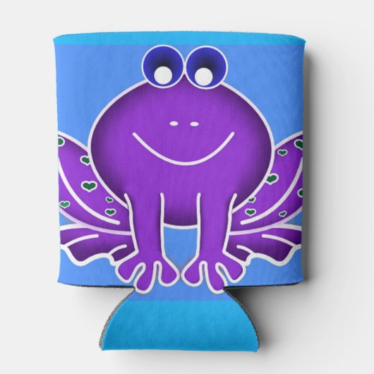 Glimlachende paarse kikker blikjeskoeler (Achterkant)