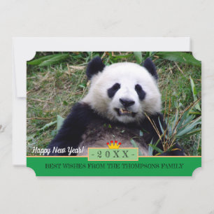 Glimlachende panda en gelukkig nieuwjaar! Kaart/ch Feestdagenkaart