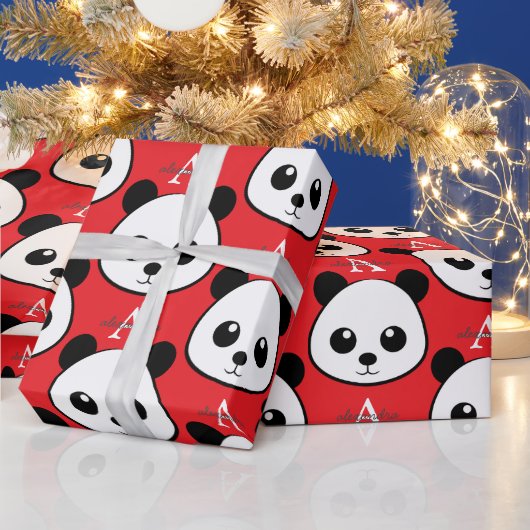 Glimlachende Panda Gezicht Inpakpapier – Schattig (Feestdagen)