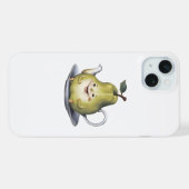 Glimlachende Peertheepot iPhone 15 Plus Hoesje Case (Achterkant horizontaal)