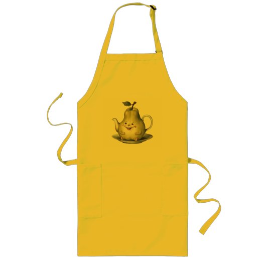 Glimlachende Peertheepot Lang Schort (Voorkant)
