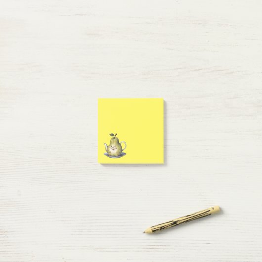 Glimlachende Peertheepot Post-it® Notes (Op bureau)