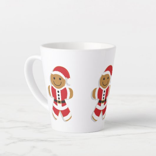 Glimlachende peperkoek Man Kerstmis vakantie Latte Mok (Linkerhoek)