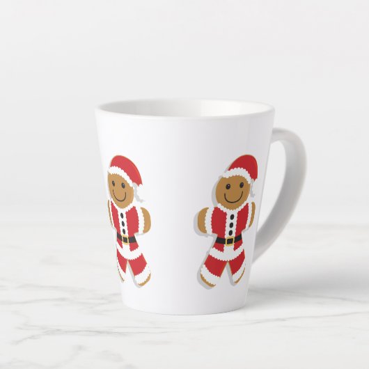 Glimlachende peperkoek Man Kerstmis vakantie Latte Mok (Rechterhoek)