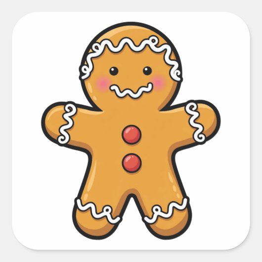 Glimlachende peperkoek man sticker (Voorkant)