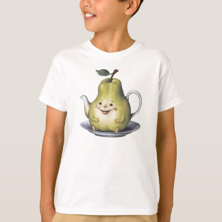 Glimlachende perentheepot t-shirt