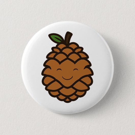 Glimlachende Pine Cone - Grappige Natuur Button (Voorkant)