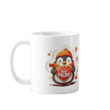 Glimlachende pinguïn met hartteken "MIJN MOEDER"