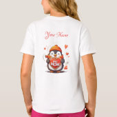 Glimlachende Pinguïn met hartteken MIJN MOEDER T-shirt (Achterkant)