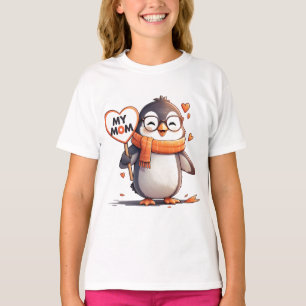 Glimlachende Pinguïn met hartteken MIJN MOEDER T-shirt