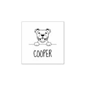 Glimlachende Pit Bull Dog Aangepaste naam Rubberstempel (Afrduk)