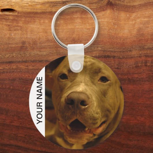 glimlachende Pitbull Sleutelhanger (Voorkant)