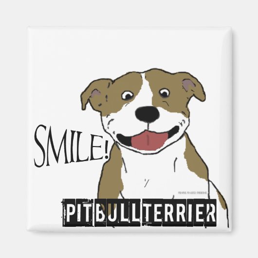 Glimlachende pitbull (Tan en Wit) Magneet (Voorkant)