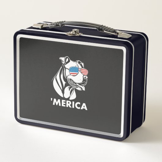 Glimlachende Pitbull Zonnebril 4 juli Merica (Voorkant)