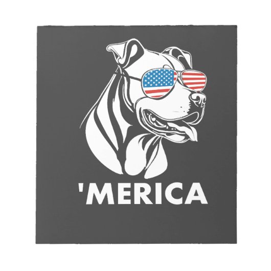 Glimlachende Pitbull Zonnebril 4 juli Merica Notitieblok (Voorkant)