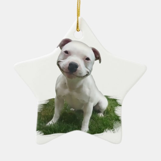 glimlachende Pittie Keramisch Ornament (Voorkant)