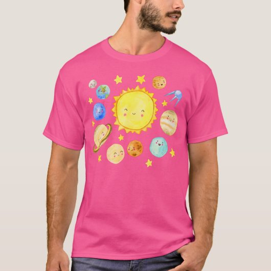 Glimlachende planeten Schattigee zonnestelsels Rui T-shirt (Voorkant)