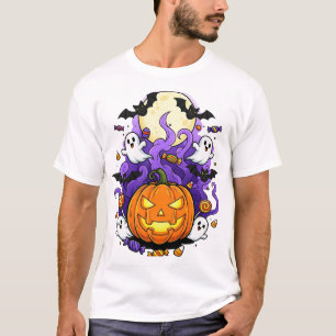 Glimlachende pompoen Halloween Cartoon T-shirt