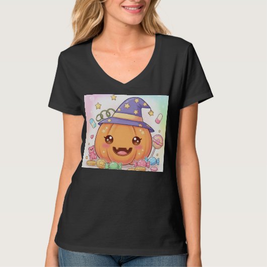 Glimlachende pompoen in Wizard Pet T-shirt (Voorkant)